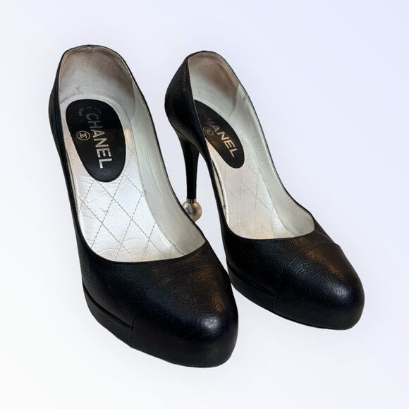 Chanel Pearl Caviar Platform Pumps 38.5 - Picture 2 of 12